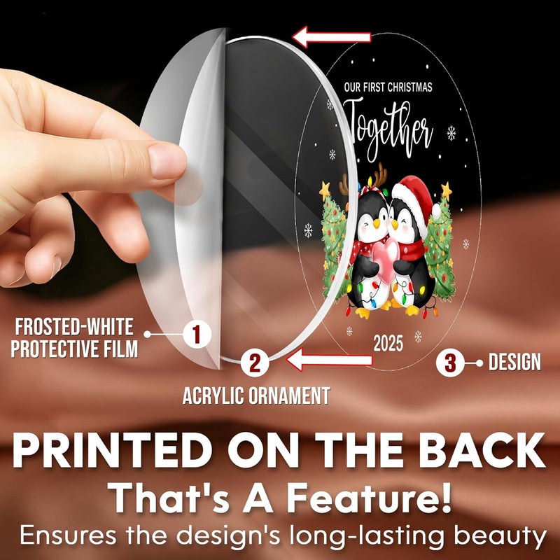 HEXMOZ First Christmas Together Ornament 2025 - Penguin Couples First Christmas Ornament - Couples Gifts for Him Her, Boyfriend Girlfriend, Married Couple Better Together Anniversary - Xmas Decoration - Image 2